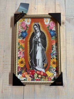 NWT Sapna Shah Nuestra Señora de Guadalupe Gold Frame Art Print 12” x 18”